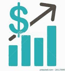 a graph with a dollar sign and an arrow pointing up