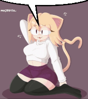 a cartoon of a cat girl with a speech bubble above her head that says majestic