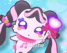 a cartoon character with the word emaline written on it