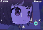 a screenshot of a video game shows a girl taking a picture with a hand held tripod