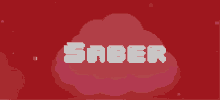 a red background with the word saber in white letters