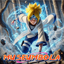 a poster with a cartoon character and the words museumbola on it