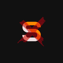 the letter s is surrounded by red white and orange brush strokes