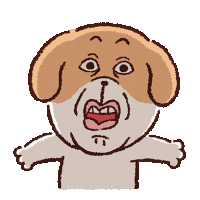 a cartoon drawing of a dog with a big mouth