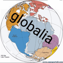 a globe with the word globalia written on it