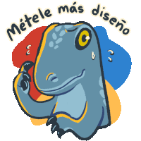 a cartoon drawing of a lizard with the words " metele mas diseno " above it