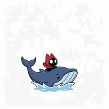 a little red riding hood is riding on the back of a whale in the ocean .