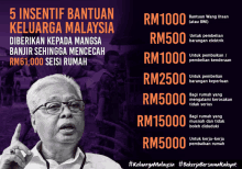 a poster for 5 insentif bantuan keluarga malaysia shows a man with glasses