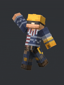 a minecraft character wearing a hard hat and a shirt that says u.s.a.