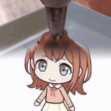 a drawing of a girl with a bow on her shirt