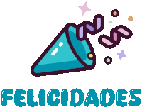 the word felicidades is written in blue letters