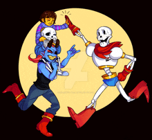 a drawing of undertale characters giving a high five