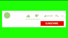 a hand is pointing at a red subscribe button on a green screen