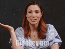 a woman with red hair is smiling with the words last-of-usted below her