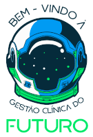 a futuristic helmet with the words bem vindo a gestão clinica do futuro written around it