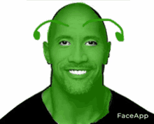 a picture of a man with a green face and antennas on his head