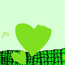 a drawing of a heart with a bag of money on it