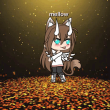 a girl with horns and the name mellow on the top