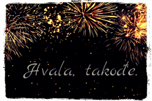 a fireworks display with the words hvala takode written on the bottom