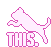 a pixel art of a pink puma with the word this .