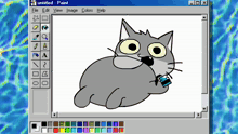 a drawing of a cat on a computer screen that says untitled paint