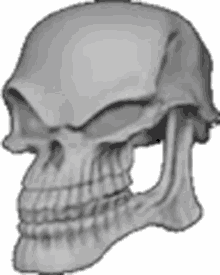 a black and white drawing of a human skull with a hole in it .