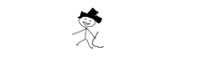 a stick figure wearing a top hat is smiling and holding a cane .