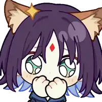 a cartoon of a girl with purple hair and cat ears