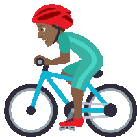 a man wearing a red helmet is riding a bicycle