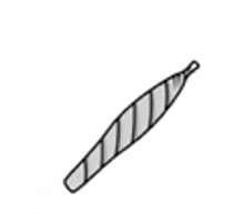 a black and white drawing of a cigarette with a striped wrapper .