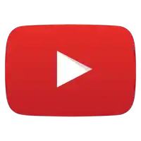 a red youtube logo with a white play button on a white background