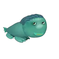 a cartoon drawing of a fish with a big mouth and teeth