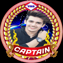 a picture of a young man with the name captain written on it