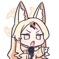 a cartoon drawing of a fox girl with a microphone