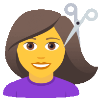 a woman getting her hair cut with scissors in her hair