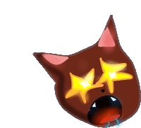 a cartoon drawing of a cat with two stars in its eyes