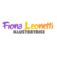 a logo for fiona leonetti illustratrice with purple and yellow text