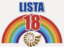 a colorful rainbow with the words lista 18 on it