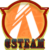 a logo for a company called csteam with an orange circle