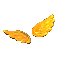 a pair of golden angel wings on a white background