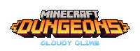 a logo for a video game called minecraft dungeons cloudy climb