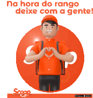 an ad for scoop shows a man making a heart shape with his hands