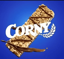 a corny cereal bar with chocolate on it