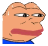 a cartoon frog with a blue shirt on is making a funny face with his mouth open .