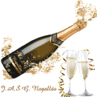 a bottle of champagne with the name j.a.s.g. nogallas on the label