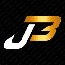 a gold and white j3 logo on a black background