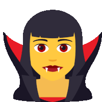 an illustration of a woman dressed as a vampire with red eyes