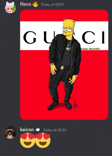 a picture of bart simpson wearing a black gucci outfit