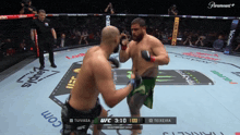 two men are fighting in a boxing ring with a paramount logo on the bottom