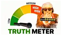 a truth meter with a person covering their mouth and a microphone